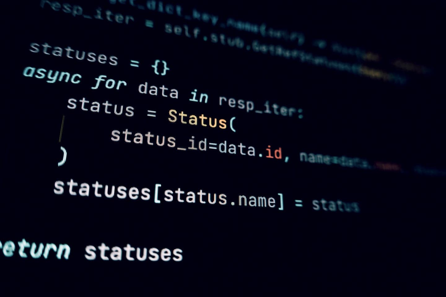 Program code on a dark screen